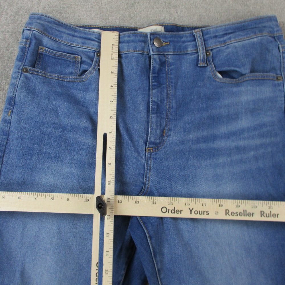 Universal Thread Jeans Womens 16 Blue Denim Patchwork Double Knee Hi Rise Skinny - Picture 5 of 11